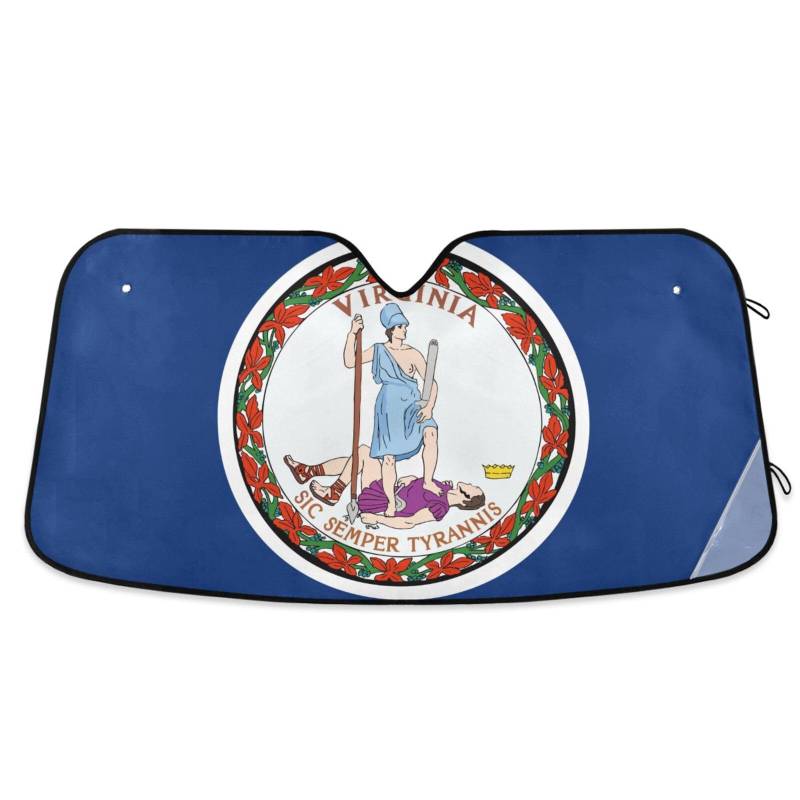 Virginia State Va Flags Blauer Schutz für Auto-Windschutzscheibe, faltbarer Sonnenschutz, Block, Acesorios Para Coches, Größe 70,1 x 140,7 cm von tplaotee
