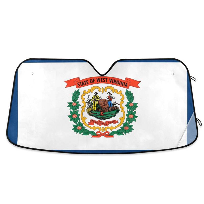 West Virginia State Flag Sonnenschutz für Windschutzscheibe, faltbar, reflektierend, Sonnenschutz für Frontscheibe, Acesorios para coches, Größe 70,1 x 140,7 cm von tplaotee
