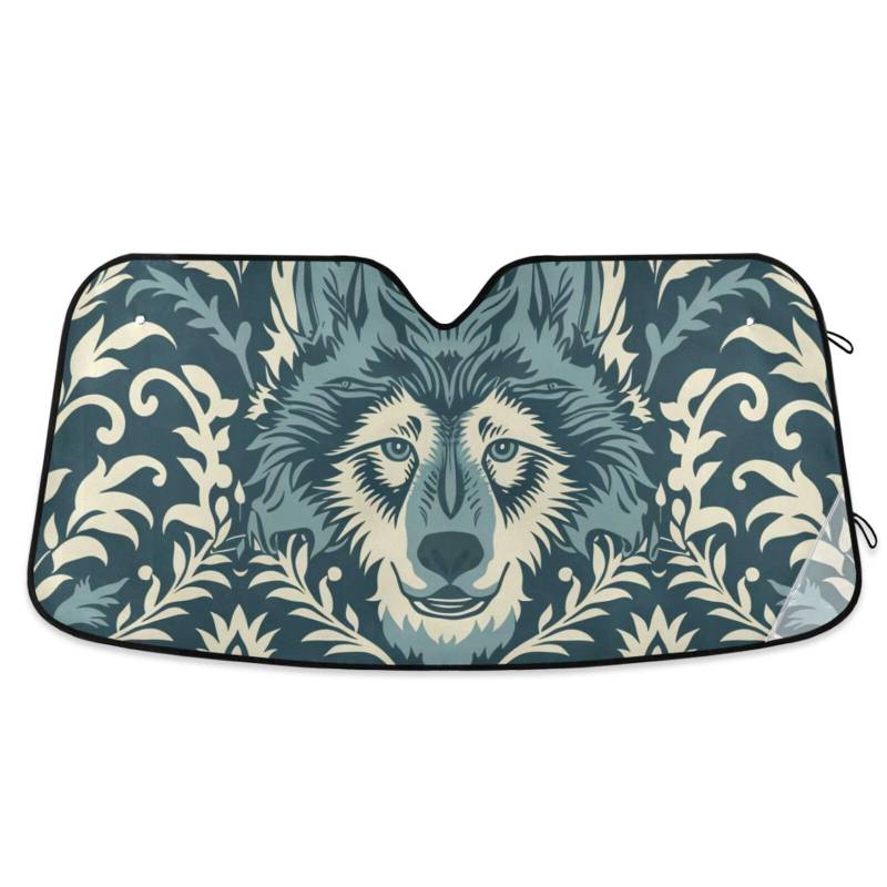 William Morris Stil Design Wolf Blaugrün Schild für Auto Windschutzscheibe Faltbarer Sonnenschutz Sheild automaticas para autos, Größe 70,1 x 139,7 cm von tplaotee
