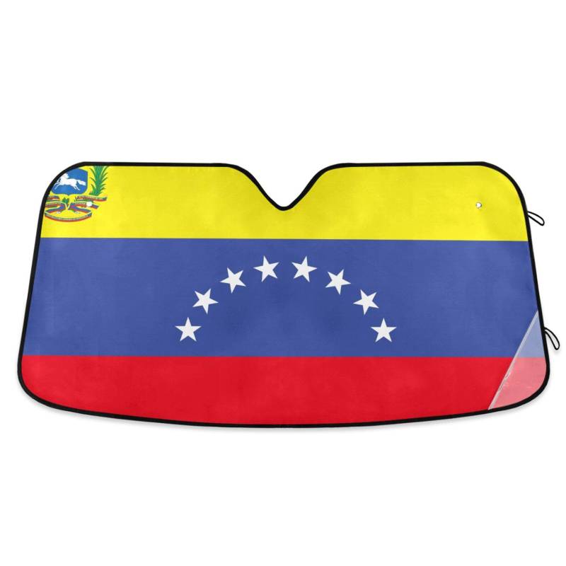 Windschutz mit 8 Sternen, Motiv: Bolivarische Republik Venezuela, faltbar, reflektierend, Sonnenschutz, Windschutzscheibe, Sonnenschutz, Para Sol para Ventana de casa, Größe 70,1 x 140,7 cm von tplaotee