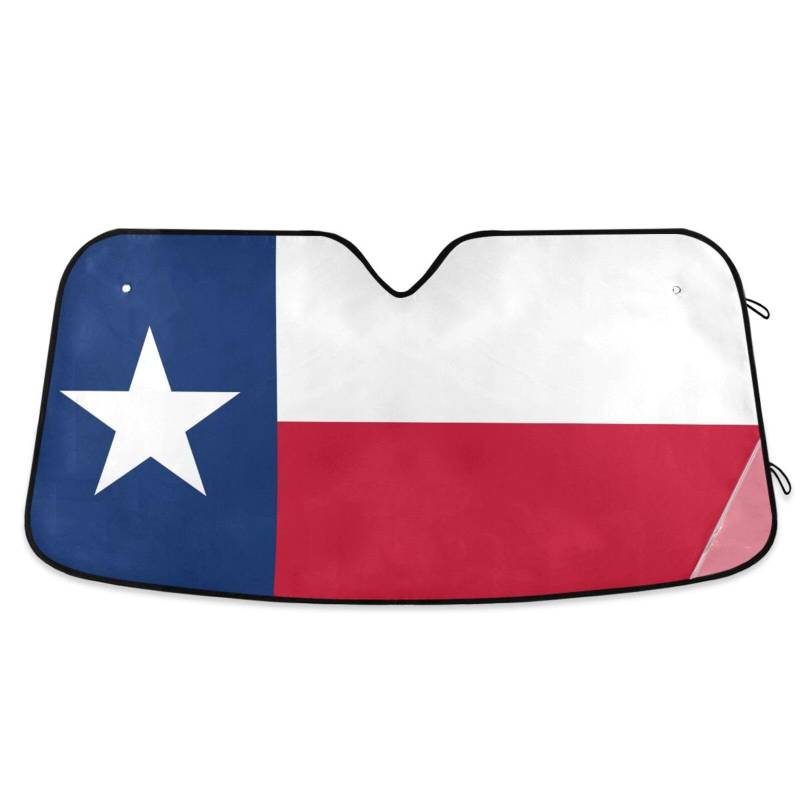 Windschutzscheiben-Sonnenschutz mit Texas-Staatsflagge, faltbar, reflektierend, für Autos, Größe 70,1 x 140 cm, Blau / Rot von tplaotee