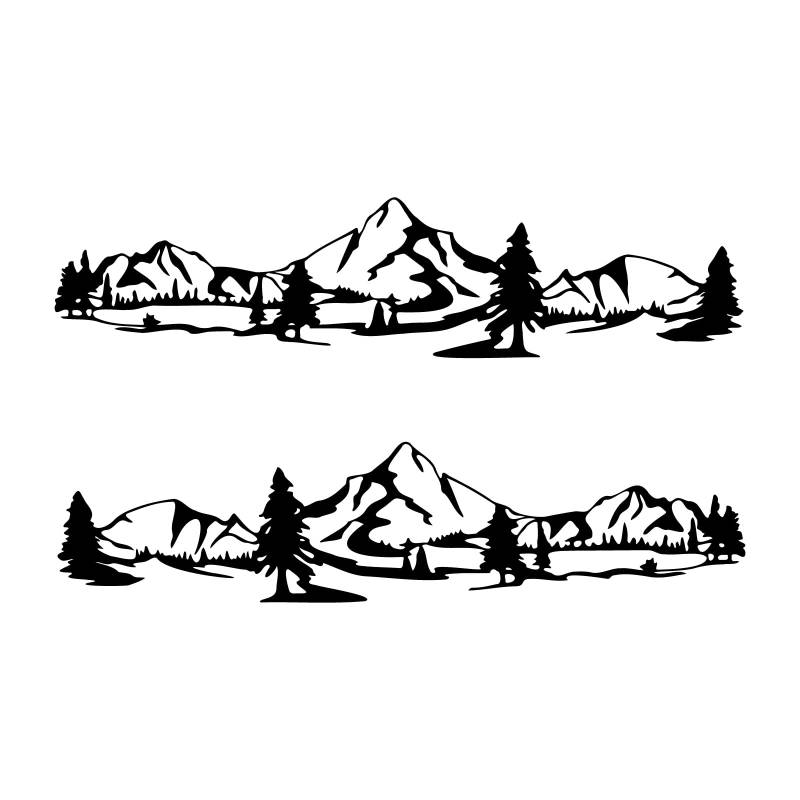 tradercat Aufkleber Auto wohnmobil 2X Mountains Camping Van Wohnwagen Auto Sticker aus Vinyl für alle glatten Oberflächen - Auto Aufkleber mit bebilderter Anleitung (Schwarz) von tradercat