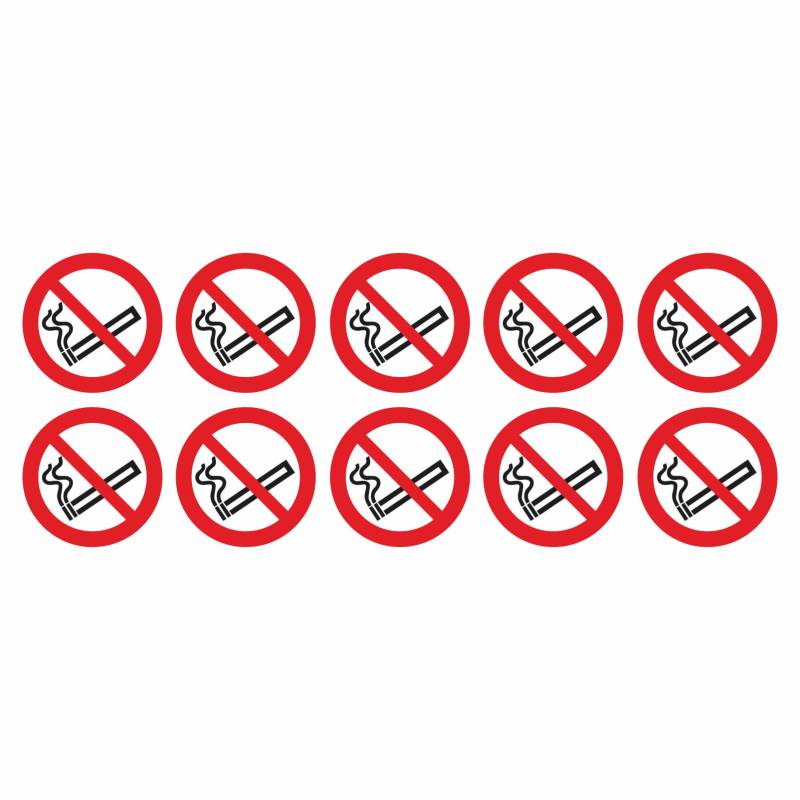 tradercat Aufkleber Rauchen verboten - Warnaufkleber/Hinweisaufkleber für Innen und Aussen mit UV-Schutz-, Hinweis/Gefahr Schild – mit Anleitung (7cm, 10er Set) von tradercat