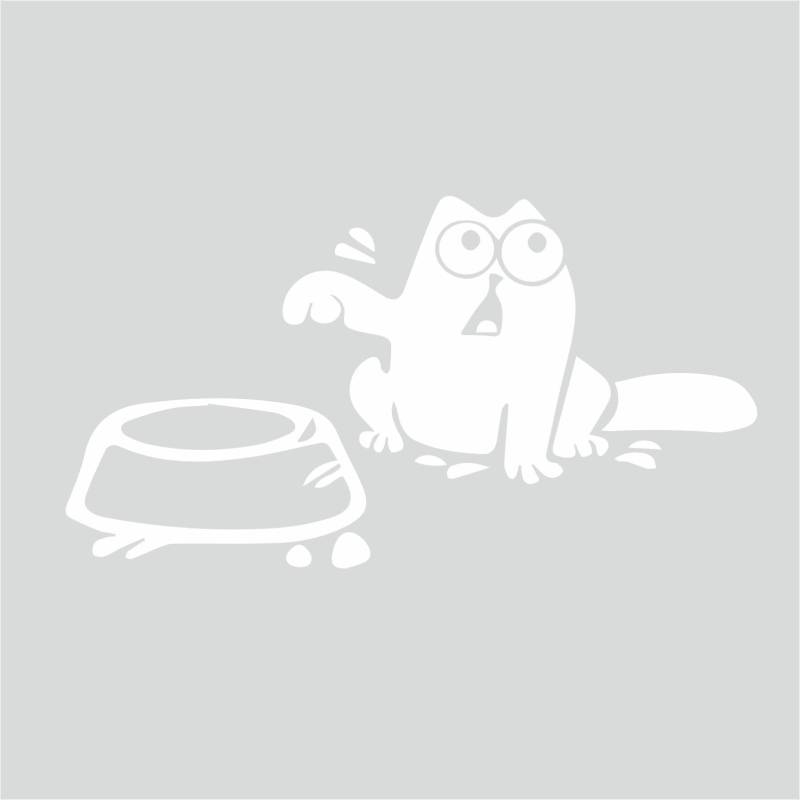 tradercat Auto Aufkleber Simons Cat mit Napf - 25cm - Sticker für alle Oberflächen - Fenster, Seitenspiegel, Heckscheibe, Motorhaube, Fahrzeug – mit Anleitung von tradercat