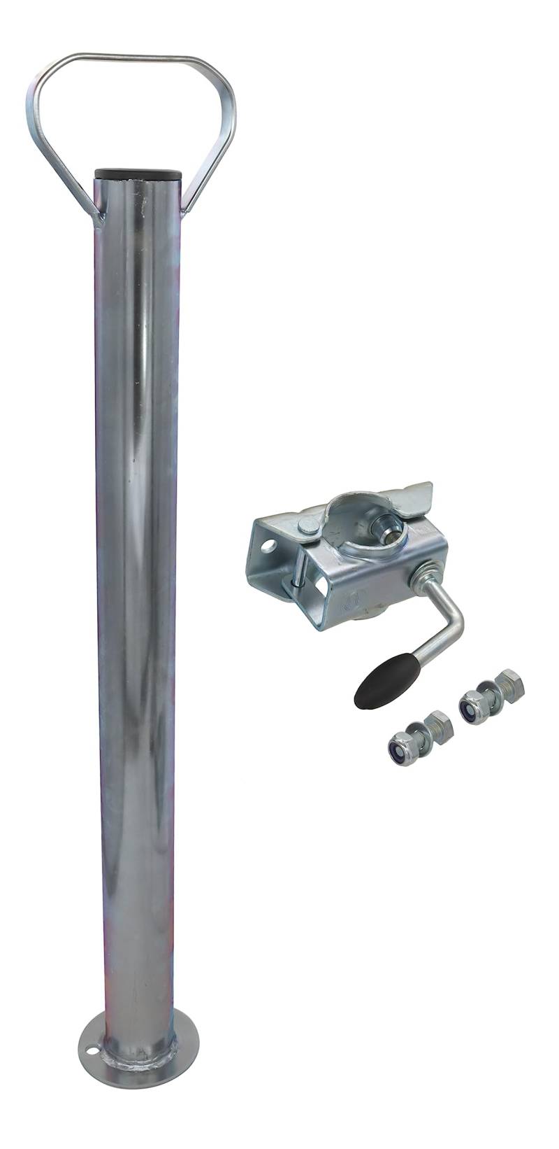 Trailer parts4u Anhänger Stützen Stützrohr Abstellstützen 700mm 70cm Rohrstütze Stützfuß/wahlweise mit Halter/Klemmschelle von Winterhoff/Befestigungsmaterial (1x + Halter & Verschraubung) von trailer parts4u