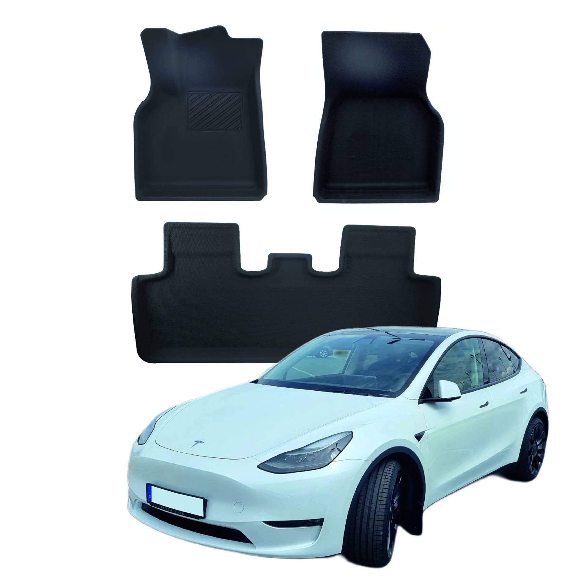 3D Fußmatten Set passend für Tesla Model Y/Performance Gummimatten rutschfest wasserfest - 100% passgenau, rutschfest, wasserfest, hochwertig von trends4cents