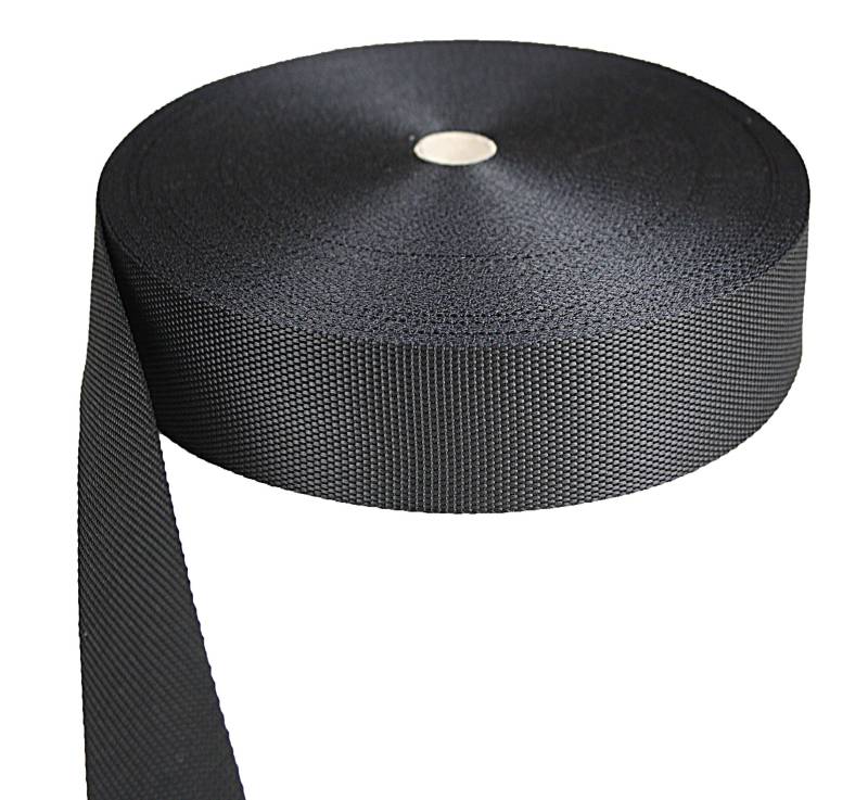 Gurtband Polypropylene schwarz 40mm breit - 50 Meter Länge / 4 cm Breite von tukan-tex