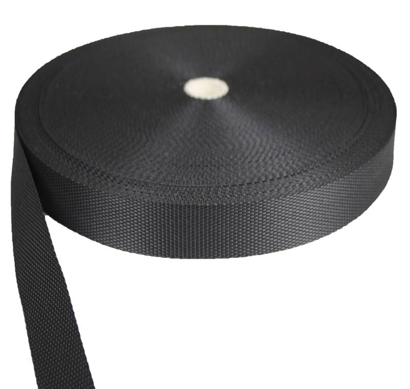 tukan-tex Gurtband Polypropylene schwarz 25mm breit - 50 Meter Länge / 2,5 cm Breite von tukan-tex