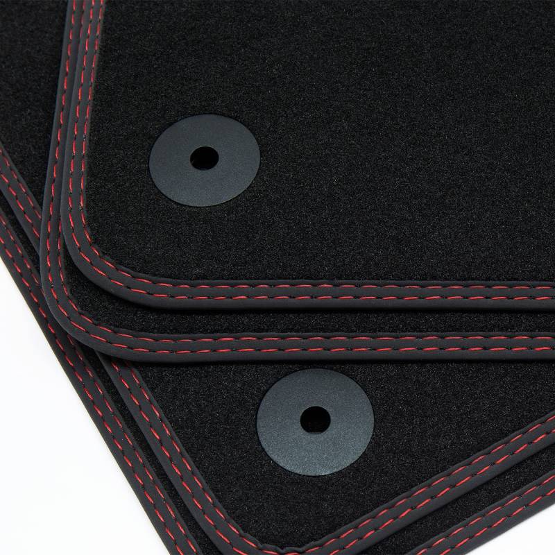 tuning-art BDN299 Doppelziernaht Fußmatten passend für Land Rover Discovery 4 IV 2009-2016, Naht:2X Rot von tuning-art