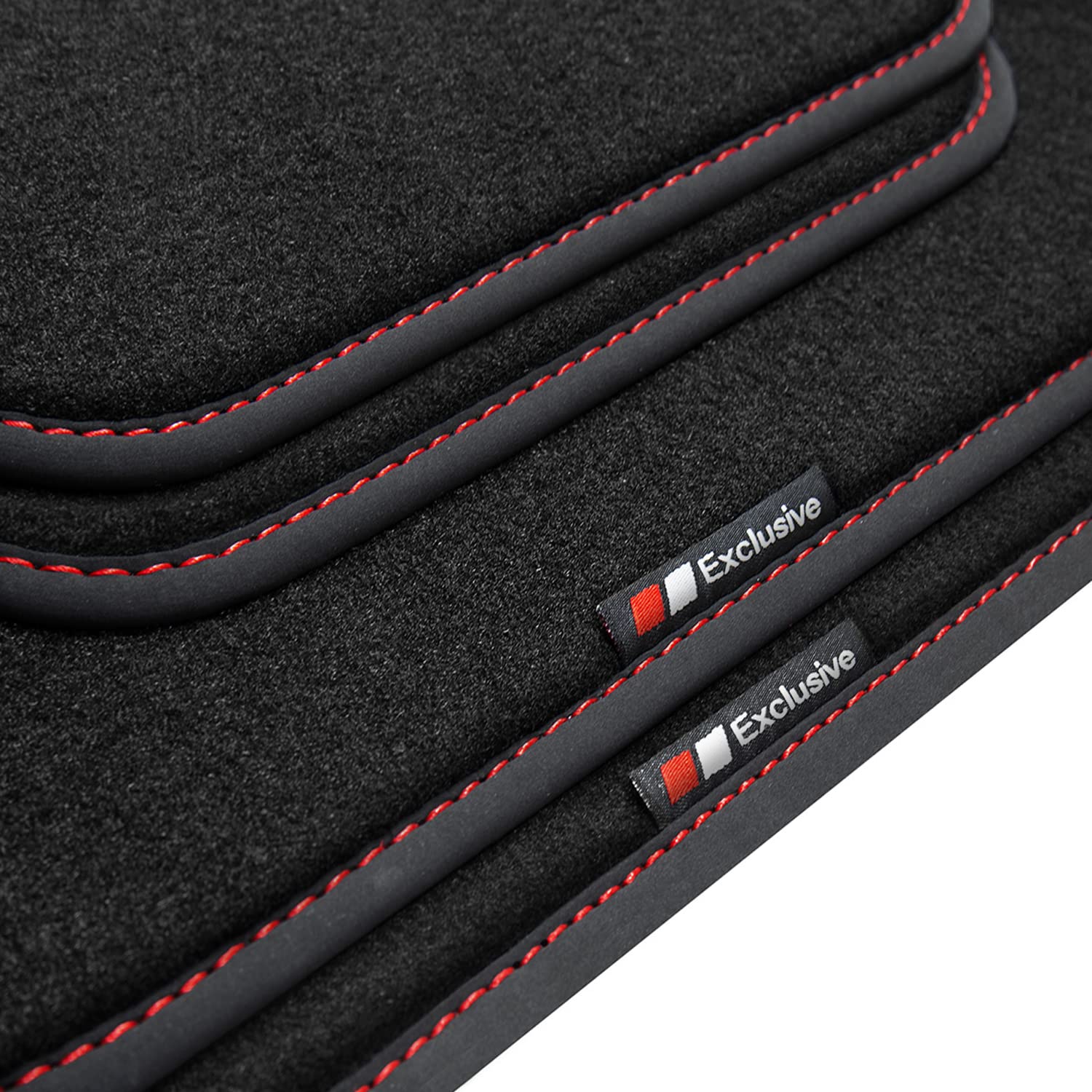 tuning-art BEF856 Fußmatten passend für Skoda Superb 3 2015-, Naht:Rot. Deluxe Velours von tuning-art