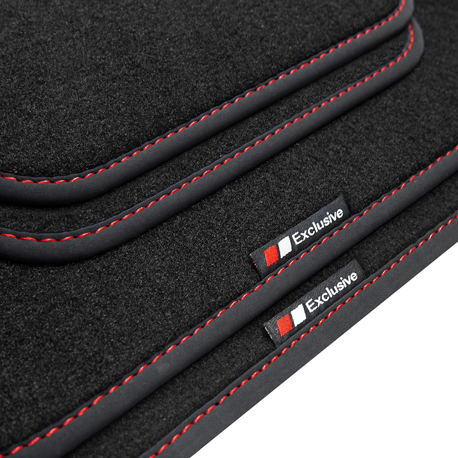 tuning-art BEF900 Fußmatten passend für Opel Corsa F 2019-, Naht:Rot von tuning-art