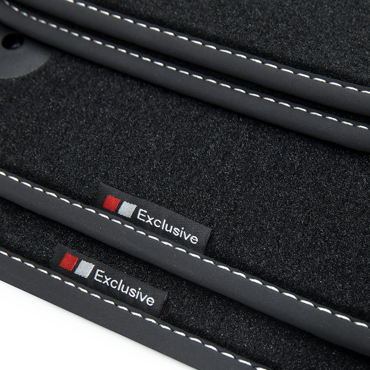 tuning-art BEF950 Fußmatten passend für Mitsubishi Outlander 3 CWO 2012-, Naht:Silber. Deluxe Velours von tuning-art