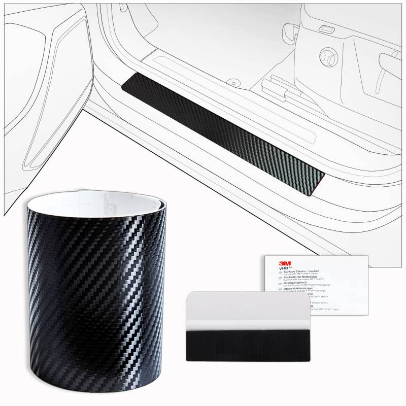 tuning-art FE100 Einstiegsleisten Schutzfolie Rakel passend für VW Caddy 4 Maxi 2015-2019, Farbe:Carbon-Look von tuning-art