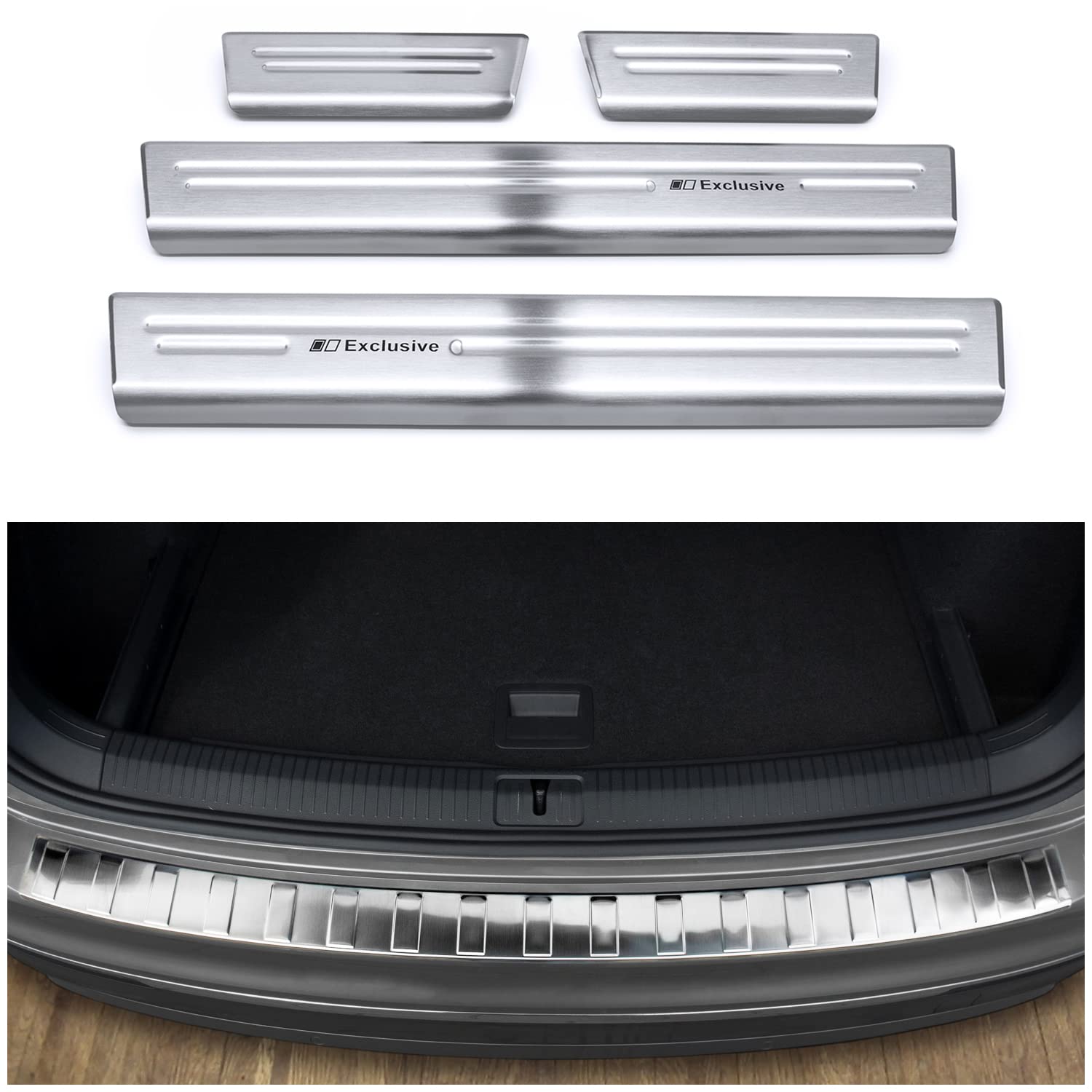 tuning-art L208-EX128 Ladekantenschutz und Einstiegsleisten passend für VW Tiguan 2 AD1 2016-2024, Farbe:Silber tuning-art L208-EX128 Ladekantenschutz und Einstiegsleisten passend für VW Tiguan 2 AD1 2016-2024, Farbe:Silber von tuning-art