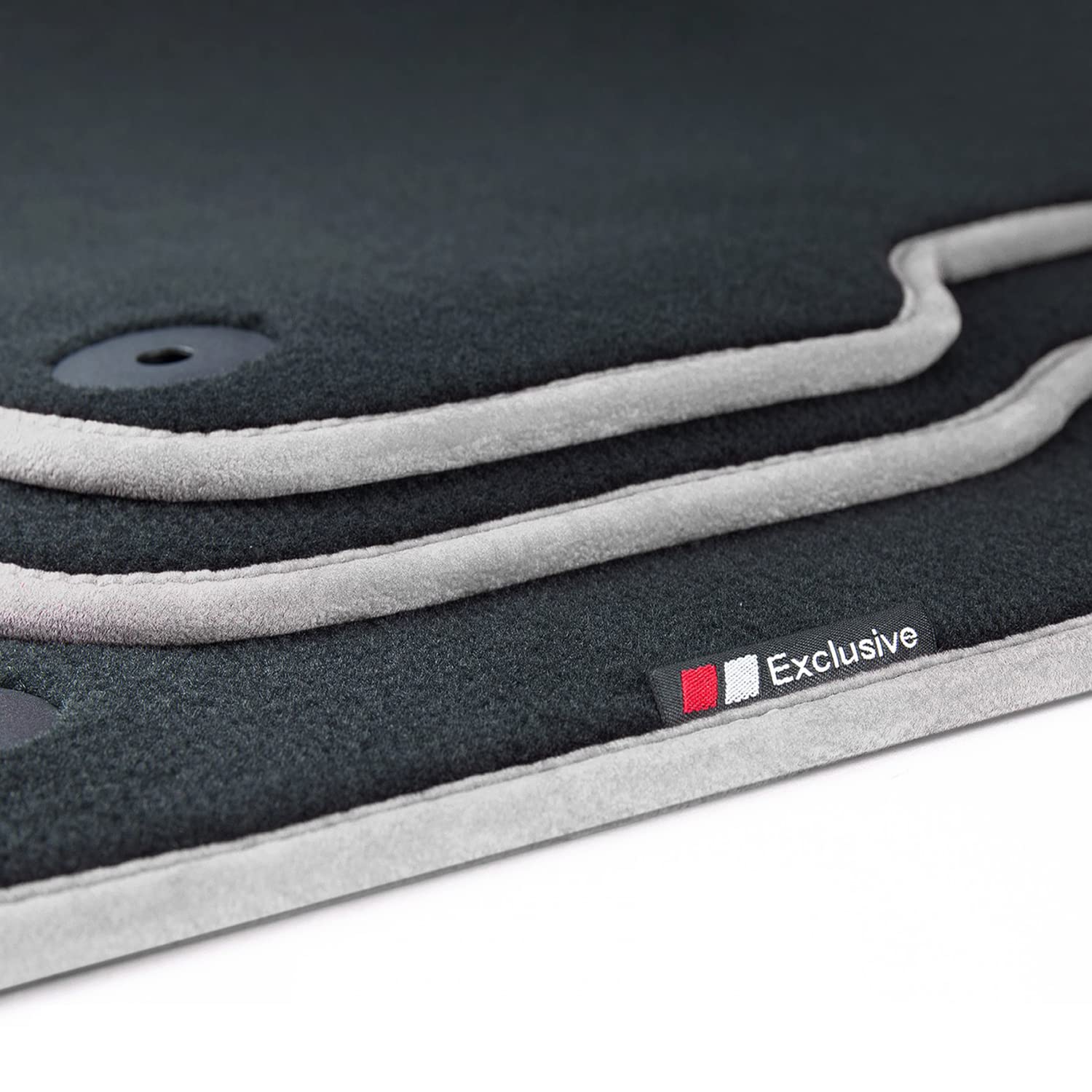 tuning-art LX315 Luxury-Line Fußmatten für Audi A4 B8 8K Avant Limo 2008-2015, Bandeinfassung:Silber von tuning-art