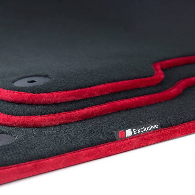 tuning-art LX436 Luxury-Line Fußmatten passend für Porsche Panamera 971 2016-2025, Bandeinfassung:Rot von tuning-art