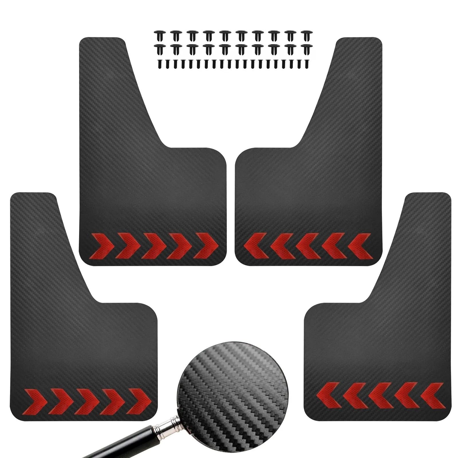 Auto Schmutzlappen 4-teiliges Set Mit Karbonfaser-Effekt Vorne Und Hinten, Universal-Schmutzfänger Spritzschutz Für Auto Van Pickup-Zubehör Auto Kotflügel(4Pcs with Stickers) von tusgt