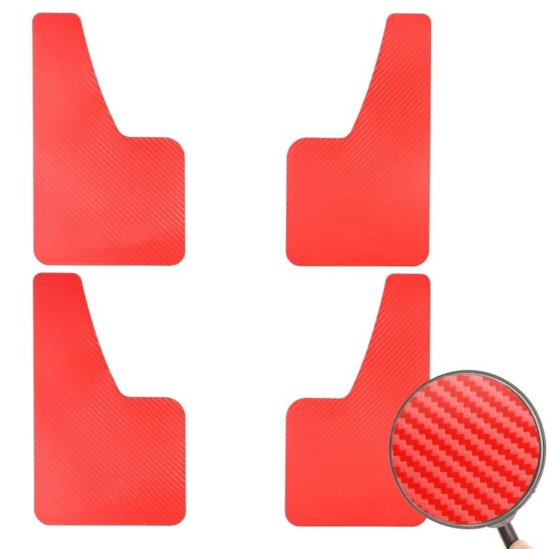 Auto Schmutzlappen Spritzschutz Mit Karbonfaser-Effekt Auto-Kotflügelabdeckung Mit Hardware Universelles Zubehör Für Vorne Und Hinten In Rot Auto Kotflügel(4pcs Red) von tusgt