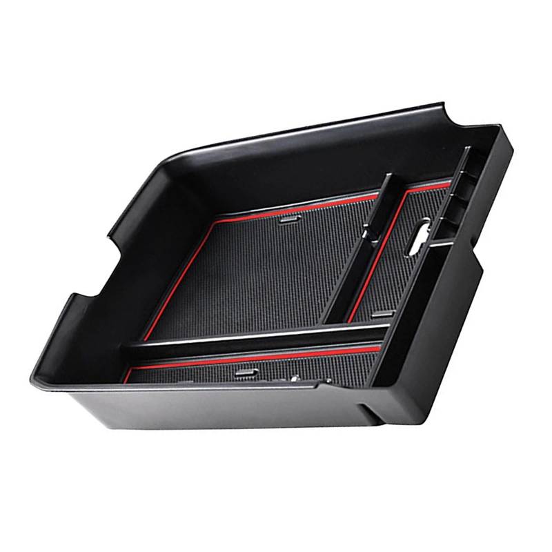 tuyda 1 Stück Mittelkonsolen-Armlehnen-Aufbewahrungsbox, passend for Volkswagen, passend for Atlas, 2018–2021 Handschuhfach-Halterbox Ablagefach für die Armlehne des Fahrzeugs(Black Red Line) von tuyda