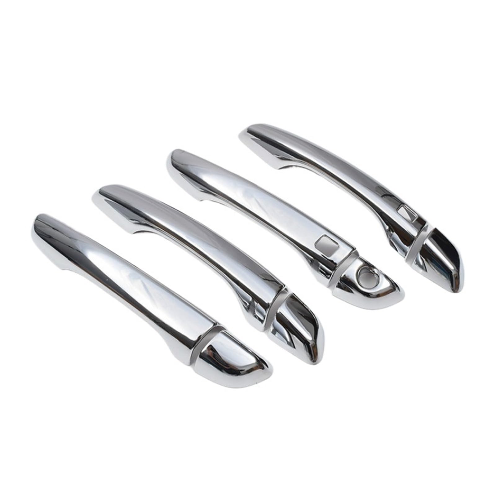 tuyda Aufkleber for die Abdeckung der Autotürgriffschale, passend for Hyundai, ENCINO 2018–2020, Kohlefaser-Chrom-Styling-Zubehör Dekorative Auflage für Autotürgriffe(Silver 2 buttons) von tuyda