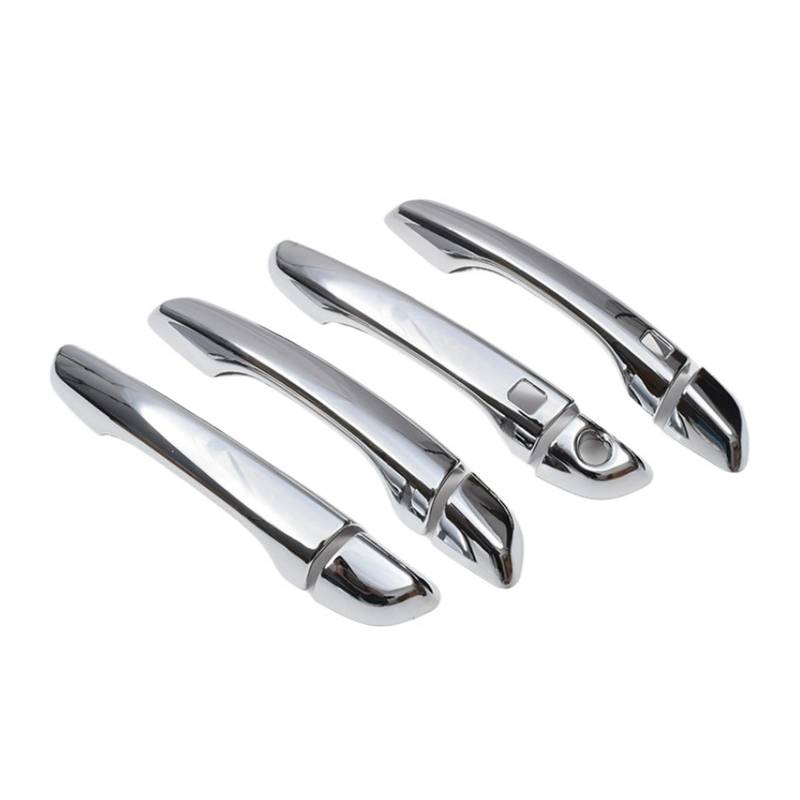 tuyda Aufkleber for die Abdeckung der Autotürgriffschale, passend for Hyundai, ENCINO 2018–2020, Kohlefaser-Chrom-Styling-Zubehör Dekorative Auflage für Autotürgriffe(Silver 2 buttons) von tuyda