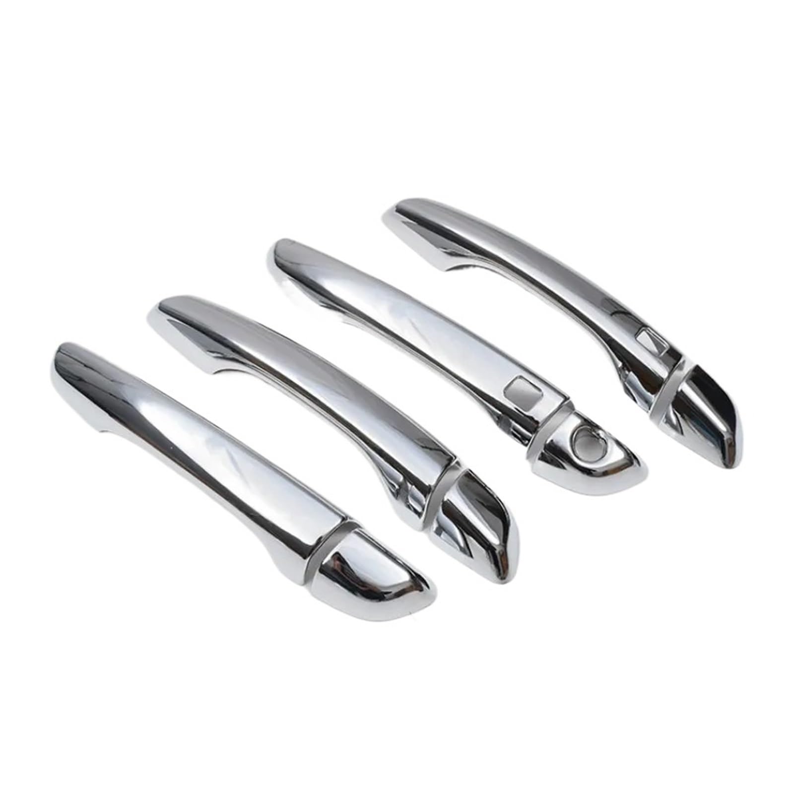 tuyda Aufkleber for die Abdeckung der Autotürgriffschale, passend for Hyundai, Kona 2017–2020, Styling-Zubehör, Kohlefaser-Chrom Dekorative Auflage für Autotürgriffe(Silver 2 buttons) von tuyda