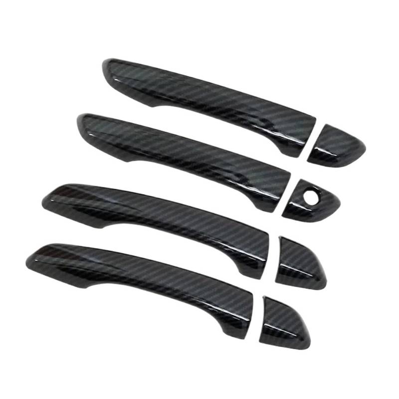 tuyda Auto-Türgriff-Abdeckungs-Zieraufkleber, passend for Hyundai, Solaris Accent 2017–2021, Chrom-Carbon-Faser, Auto-Styling-Zubehör-Overlay Dekorative Auflage für Autotürgriffe(Black no button) von tuyda