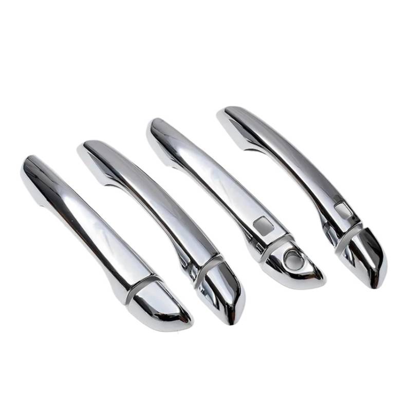 tuyda Auto-Türgriff-Abdeckungs-Zieraufkleber, passend for Hyundai, Solaris Accent 2017–2021, Chrom-Carbon-Faser, Auto-Styling-Zubehör-Overlay Dekorative Auflage für Autotürgriffe(Silver 2 buttons) von tuyda