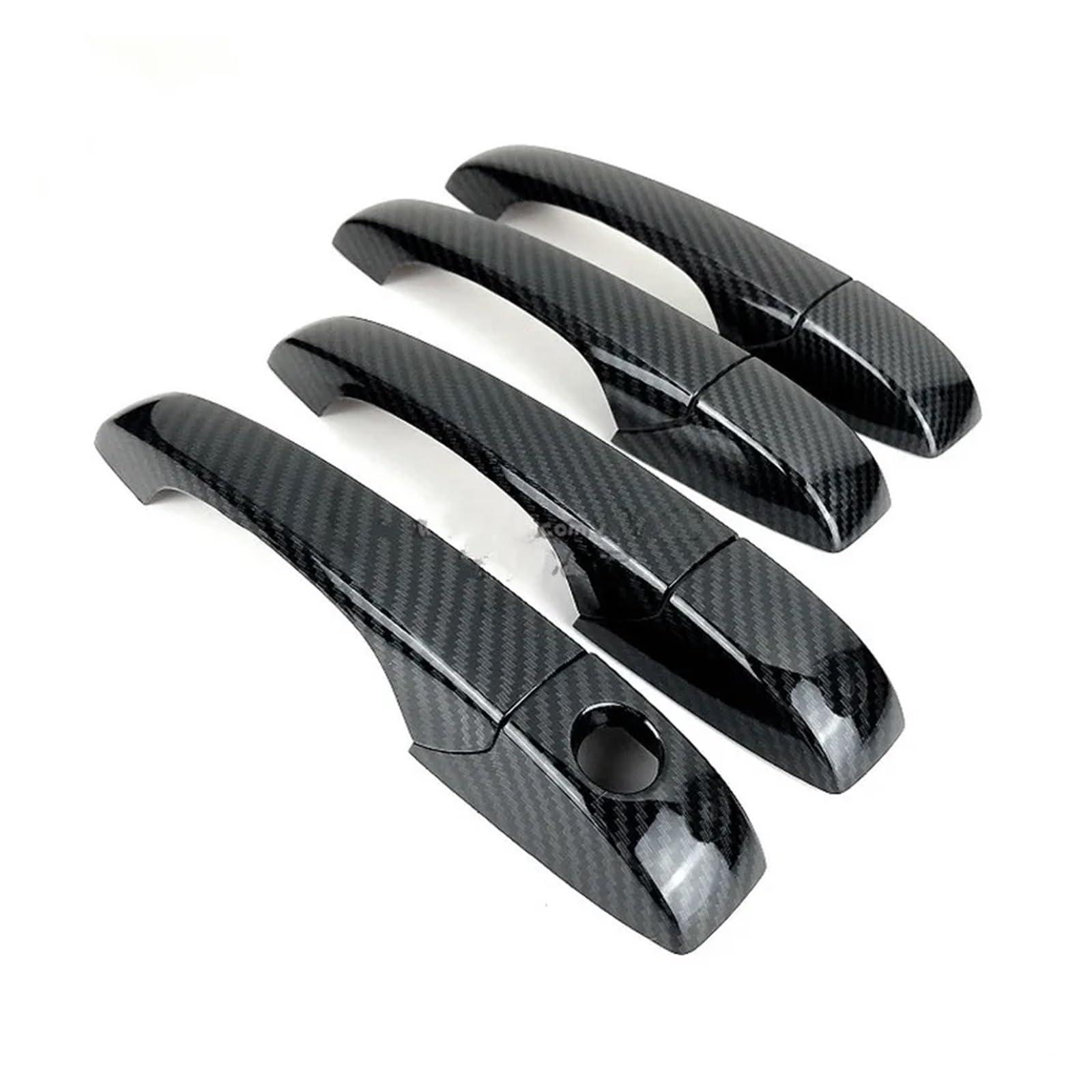 tuyda Autotürgriffabdeckungs-Zieraufkleber, passend for Chrysler, Town And Country Voyager 2008–2016, Kohlefaser-Chrom-Styling-Zubehör Dekorative Auflage für Autotürgriffe(Carbon no button) von tuyda
