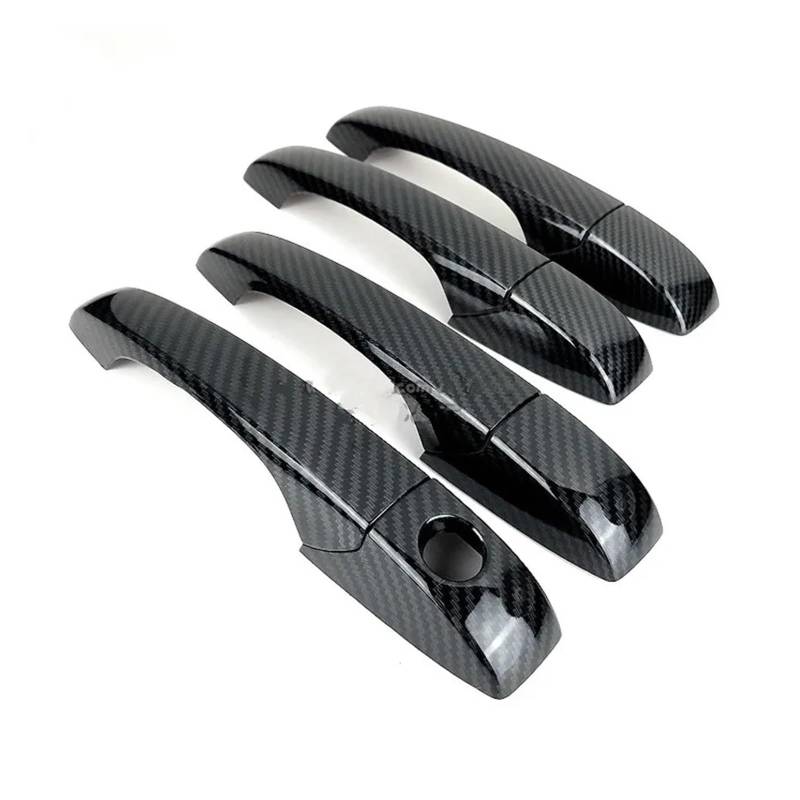 tuyda Autotürgriffabdeckungs-Zieraufkleber, passend for Chrysler, Town And Country Voyager 2008–2016, Kohlefaser-Chrom-Styling-Zubehör Dekorative Auflage für Autotürgriffe(Carbon no button) von tuyda