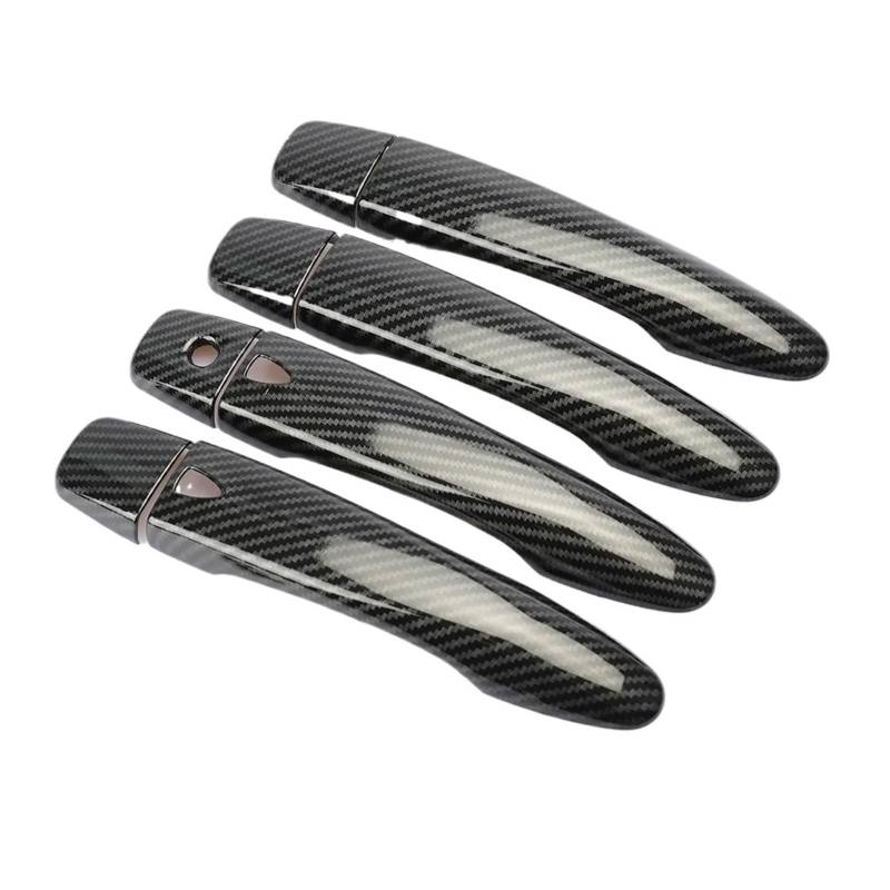 tuyda TÜRGRIFF-ABDECKUNG-FANGKAPPE-ZIERLEISTUNG, passend for Nissan, Kicks 2016–2020, ZUBEHÖR for KOHLENSTOFFFASER-CHROMFORMTEILE Dekorative Auflage für Autotürgriffe(Black 2 buttons) von tuyda