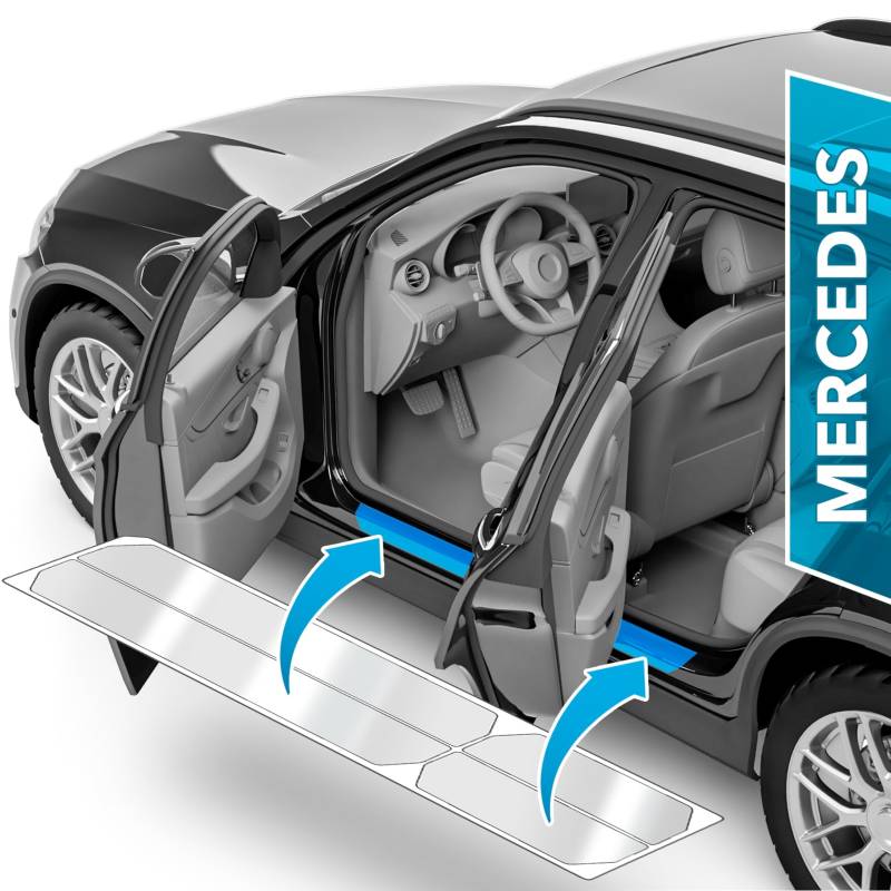 Auto Einstiegsleisten Schutz für Mercedes Benz A-Klasse 4 (IV) W177 I 2018-2024 - Schutzfolie Autotür Zubehör Zierleisten Lackschutzfolie Transparent von uProtect