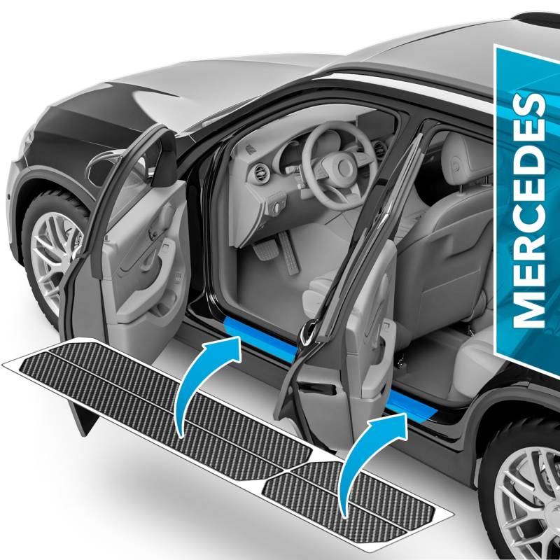 Auto Einstiegsleisten Schutz für Mercedes Benz V-Klasse W447 I 2014-2024 - Schutzfolie Autotür Zubehör Zierleisten Lackschutzfolie Carbon Schwarz von uProtect