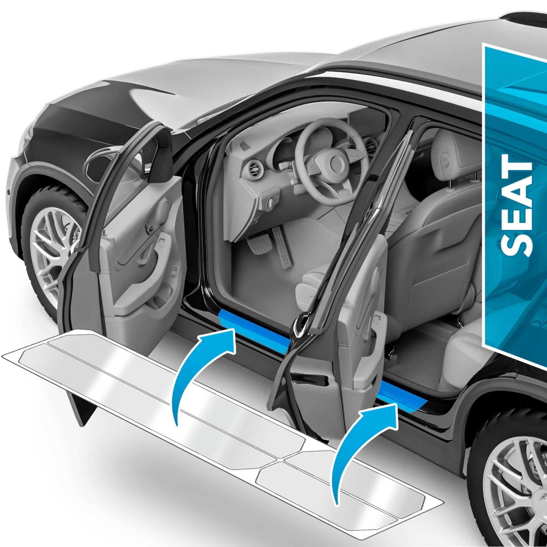 Auto Einstiegsleisten Schutz für Seat Leon Sportstourer 4 (IV) KL I 2020-2024 - Schutzfolie Autotür Zubehör Zierleisten Lackschutzfolie Transparent von uProtect