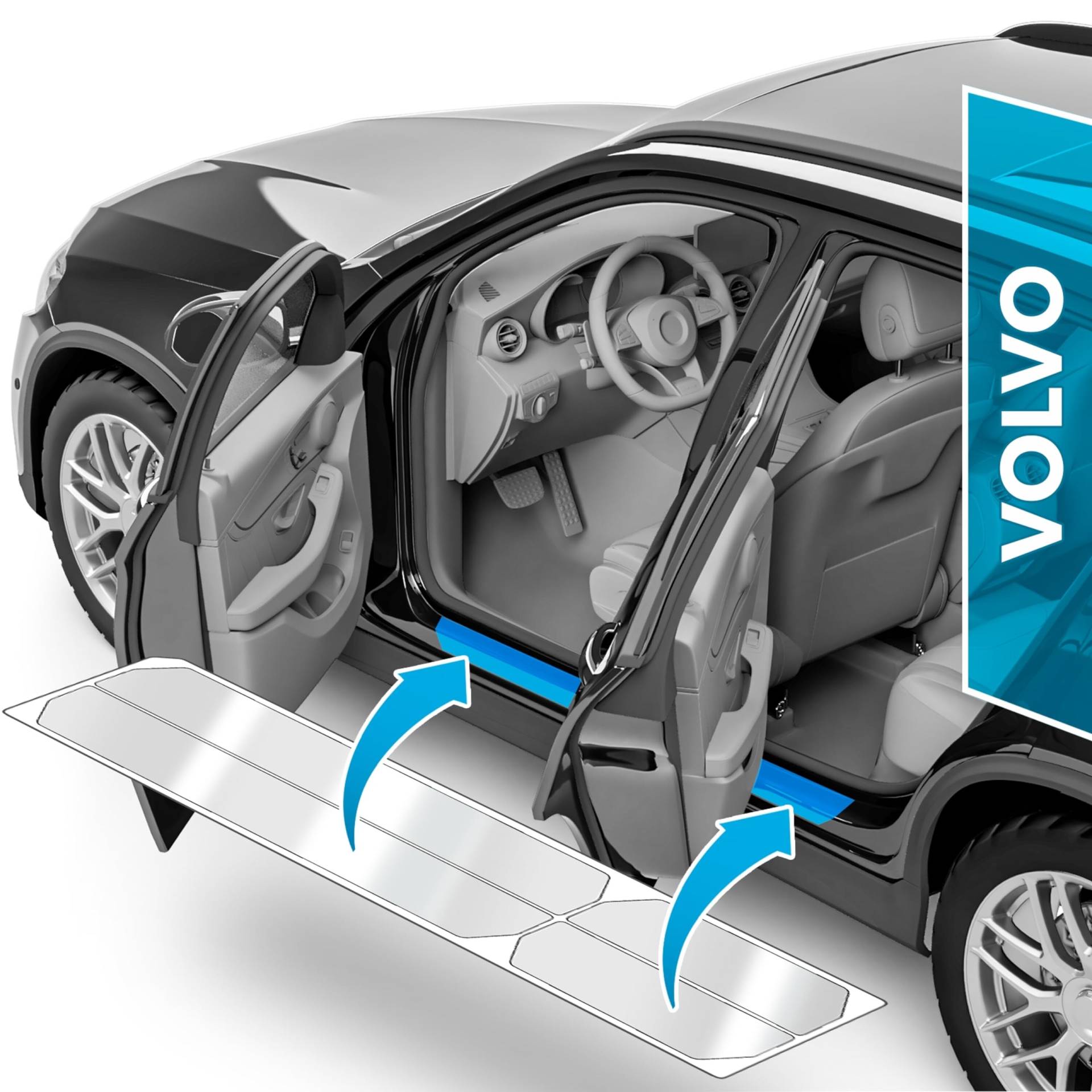 Auto Einstiegsleisten Schutz für Volvo XC60 2 (II) 246 I 2017-2024 - Schutzfolie Autotür Zubehör Zierleisten Lackschutzfolie Transparent von uProtect