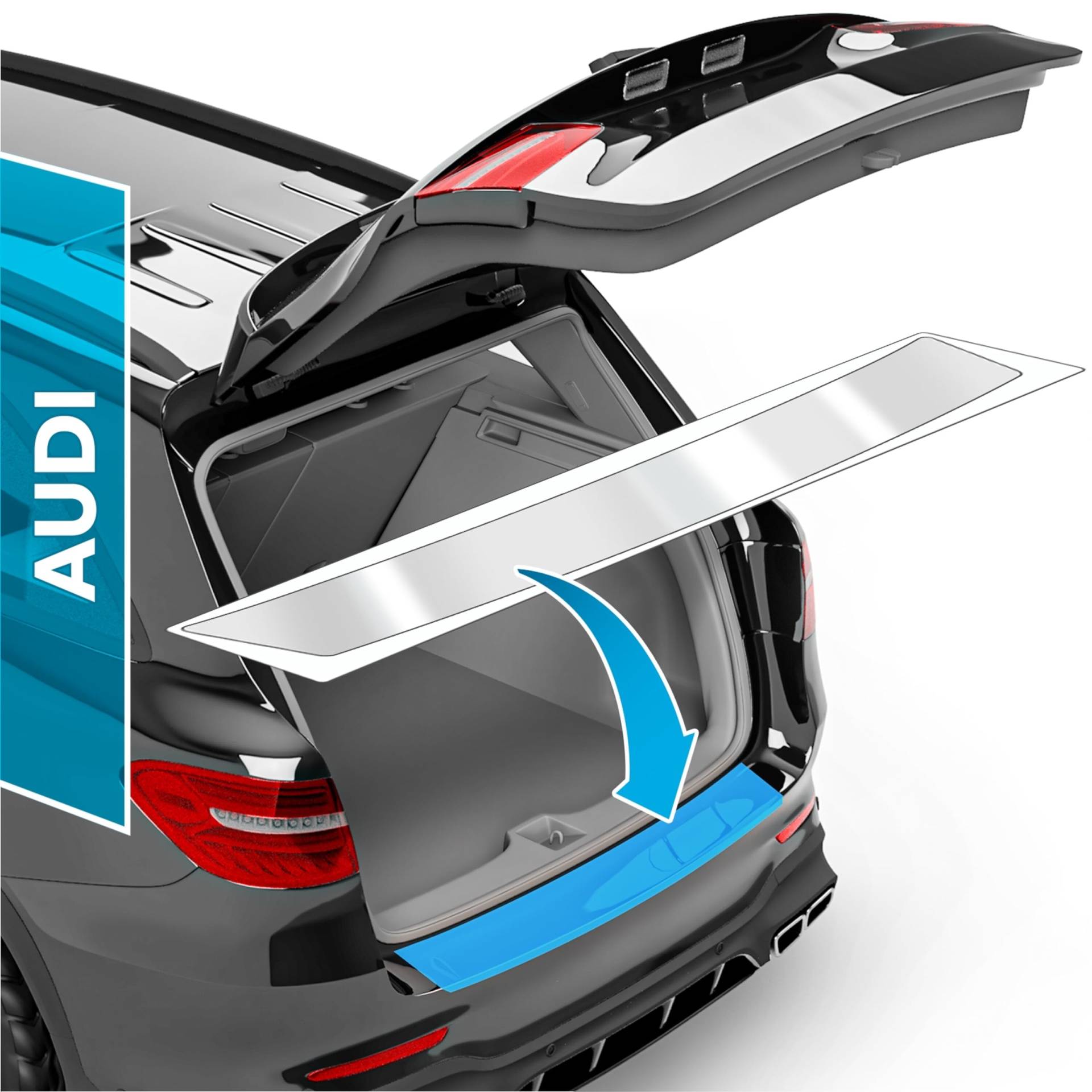 Auto Ladekantenschutz Folie für Audi A3 Sportback 3 (III) 8V I 2013-2020 - Stoßstangenschutz, Kratzschutz, Lackschutzfolie - Transparent glänzend Selbstklebend von uProtect