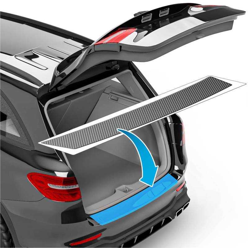 Auto Ladekantenschutz Folie für Peugeot 308 SW III P51 I 2021-2024 - Stoßstangenschutz, Kratzschutz, Lackschutzfolie - Carbon Optik Selbstklebend von uProtect