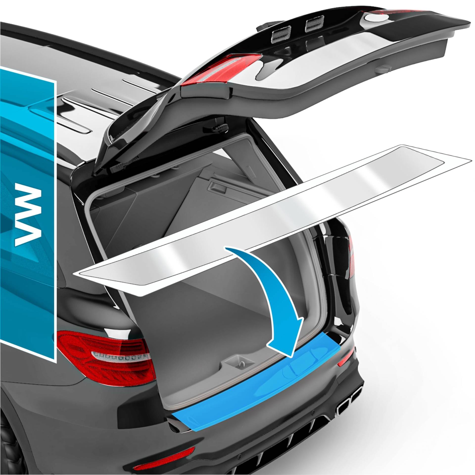 Auto Ladekantenschutz Folie für VW Passat Alltrack B8 3G I 2015-2024 - Stoßstangenschutz, Kratzschutz, Lackschutzfolie - Transparent glänzend Selbstklebend von uProtect