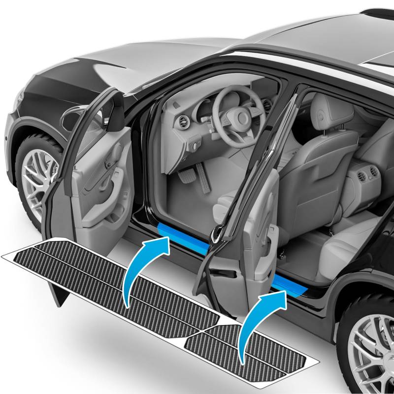 uProtect Auto Einstiegsleisten Schutz für BMW 2er Gran Coupé 1 (I) F44 I 2020-2025 - Schutzfolie Autotür Zubehör Zierleisten Lackschutzfolie Carbon Schwarz von uProtect