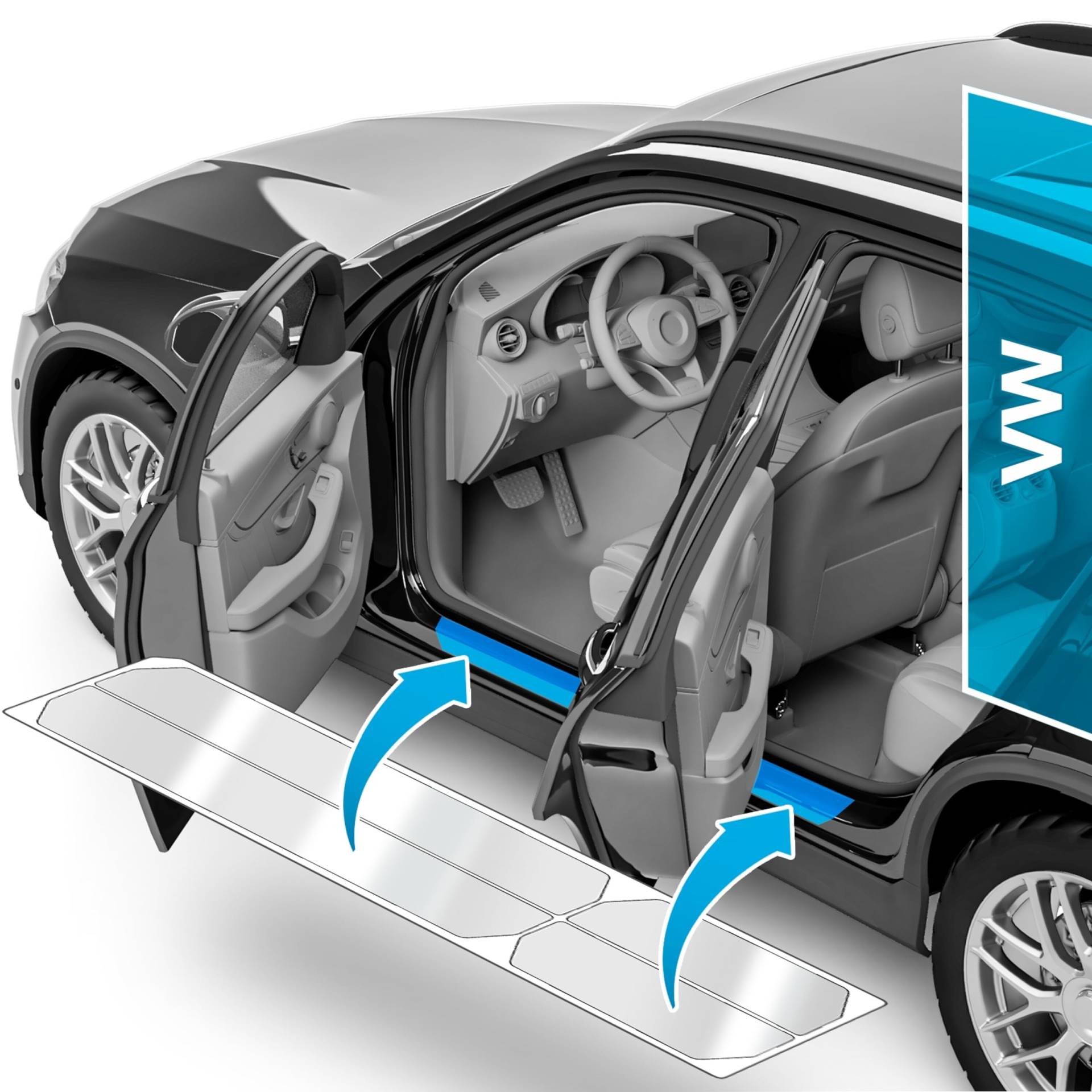 Auto Einstiegsleisten Schutz für VW Polo 6 (VI) AW I 2017-2024 - Schutzfolie Autotür Zubehör Zierleisten Lackschutzfolie Transparent von uProtect