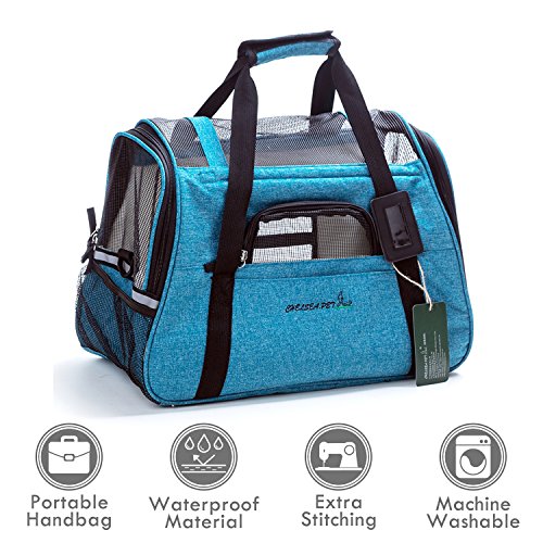 ubest Transporttasche, Katzentragetasche Hundetransportbox, Flugtasche Reisetasche für Hund Katze Hase Kaninchen Kleintiere, Blau von ubest