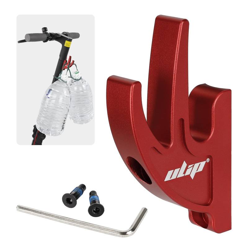 ulip Doppelte Front Hakens Aluminium Aufhänger für Scooter mit M5 Schrauben für Xiaomi M365 Pro MI3 1S Scooter rot von ulip
