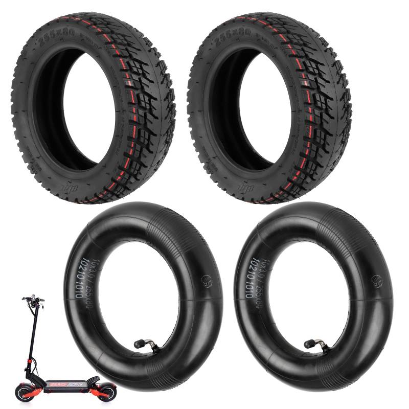 ulip 2 PCS 255x80 Offroad Reifen+2 PCS 10x3 Schlauch für Nanrobot Joyor Varla Eagle Apollo Ghost zero 10x kaabo WOLF WARRIOR MANTIS Scooter,80/65-6 Reifen von ulip