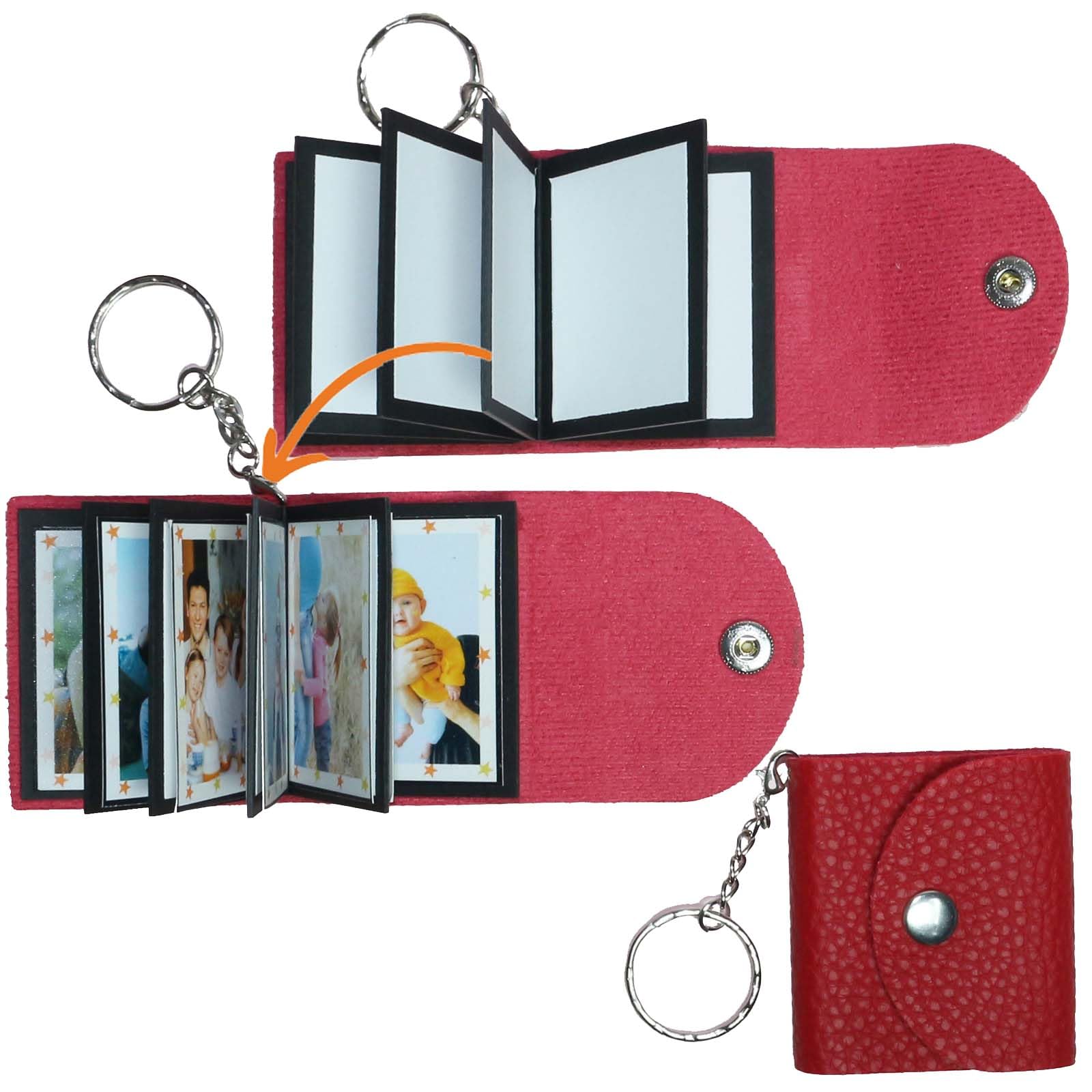 Mini-Fotoalbum mit Schlüsselanhänger, DIY Kleines, benutzerdefiniertes Leder-Fotogedächtnis, Schlüsselring Bild Schlüsselanhänger, Personalized Kleines Taschen Foto-Schlüssel Zubehör für Familie,Paare von uniqicon