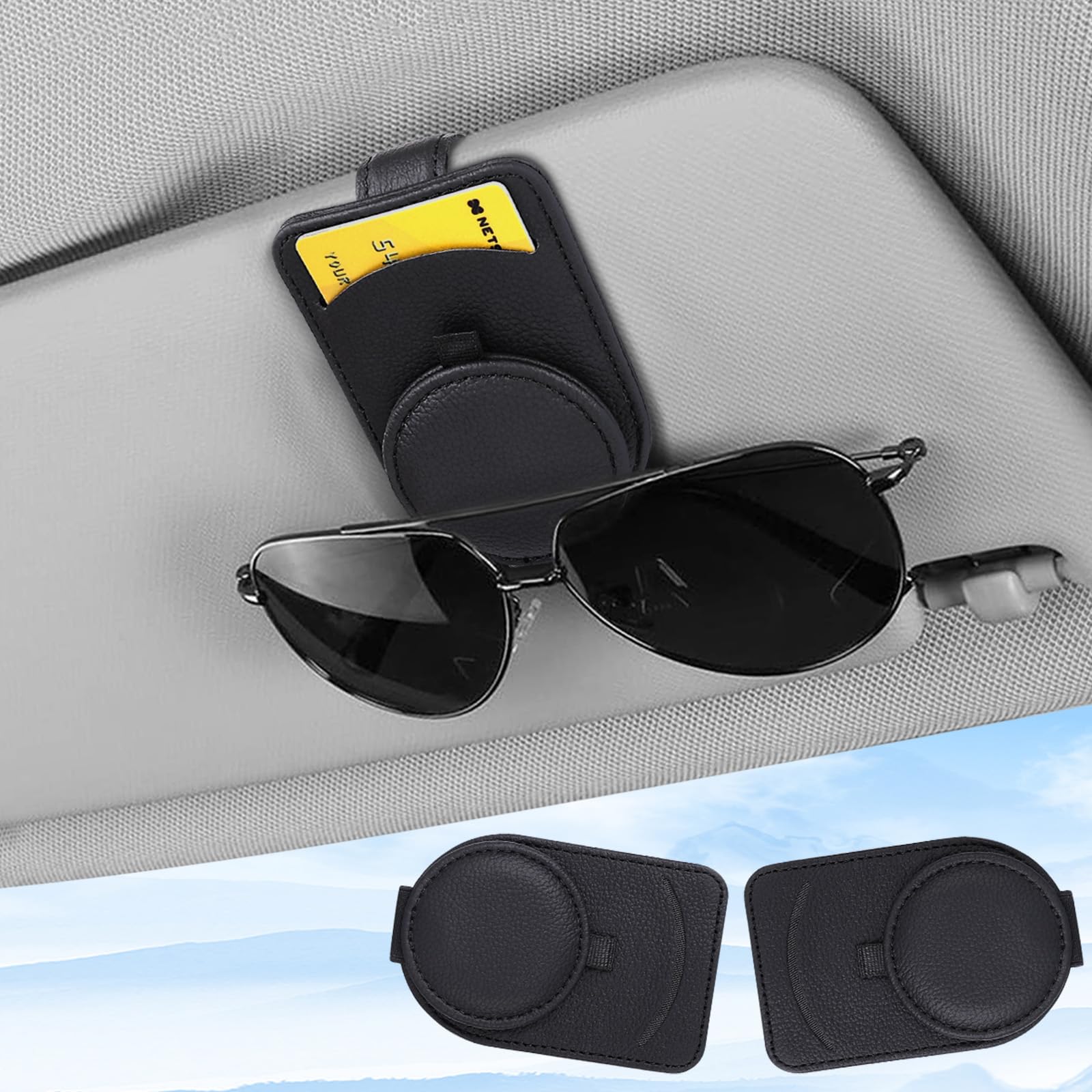 upbeat Brillenhalter für Auto Sonnenblende, Auto Sonnenbrillenhalter, Leder Auto Multifunktionaler Aufbewahrungsclip, Sonnenbrillen Halterung für Auto, Auto Visier Zubehör Karten Clip, 2 Pack(Schwarz) upbeat Brillenhalter für Auto Sonnenblende, Auto Sonnenbrillenhalter, Leder Auto Multifunktionaler Aufbewahrungsclip, Sonnenbrillen Halterung für Auto, Auto Visier Zubehör Karten Clip, 2 Pack(Schwarz) von upbeat