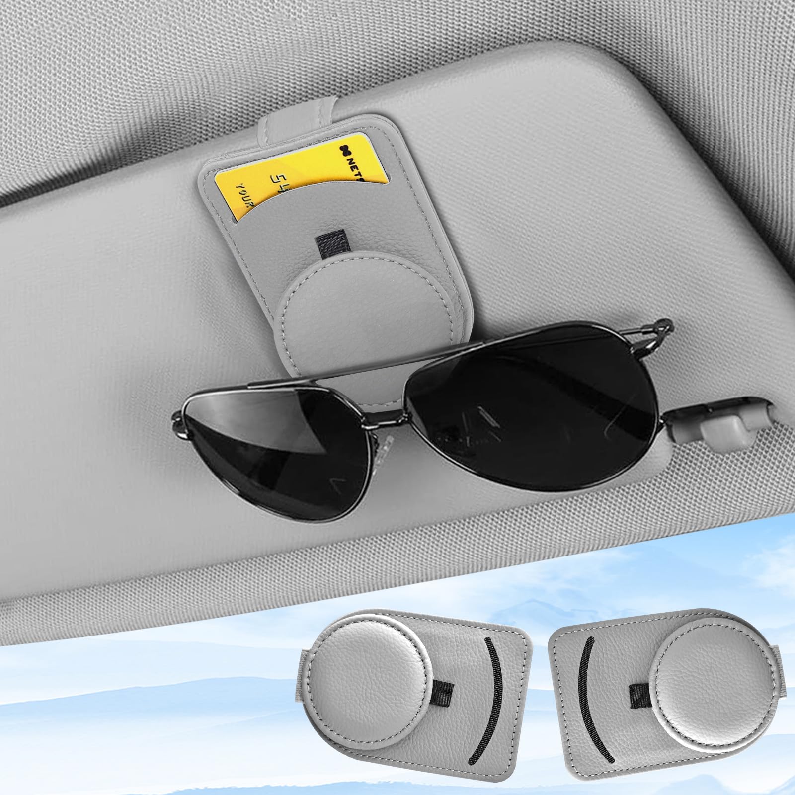 upbeat Brillenhalter für Auto Sonnenblende, Auto Sonnenbrillenhalter, Leder Auto Multifunktionaler Aufbewahrungsclip, Sonnenbrillen Halterung für Auto, Auto Visier Zubehör Karten Clip, 2 Pack (Grau) upbeat Brillenhalter für Auto Sonnenblende, Auto Sonnenbrillenhalter, Leder Auto Multifunktionaler Aufbewahrungsclip, Sonnenbrillen Halterung für Auto, Auto Visier Zubehör Karten Clip, 2 Pack (Grau) von upbeat