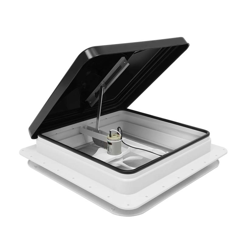 Camper Dachfenster Wohnmobil Dachhaube 42 x 42cm Wohnwagen Fenster Vent Dachluke für Universal Wohnmobil mit Standard 35*35cm Öffnungen Wasserdicht und Staubdicht, Schwarz-Weiß von ureggvbu