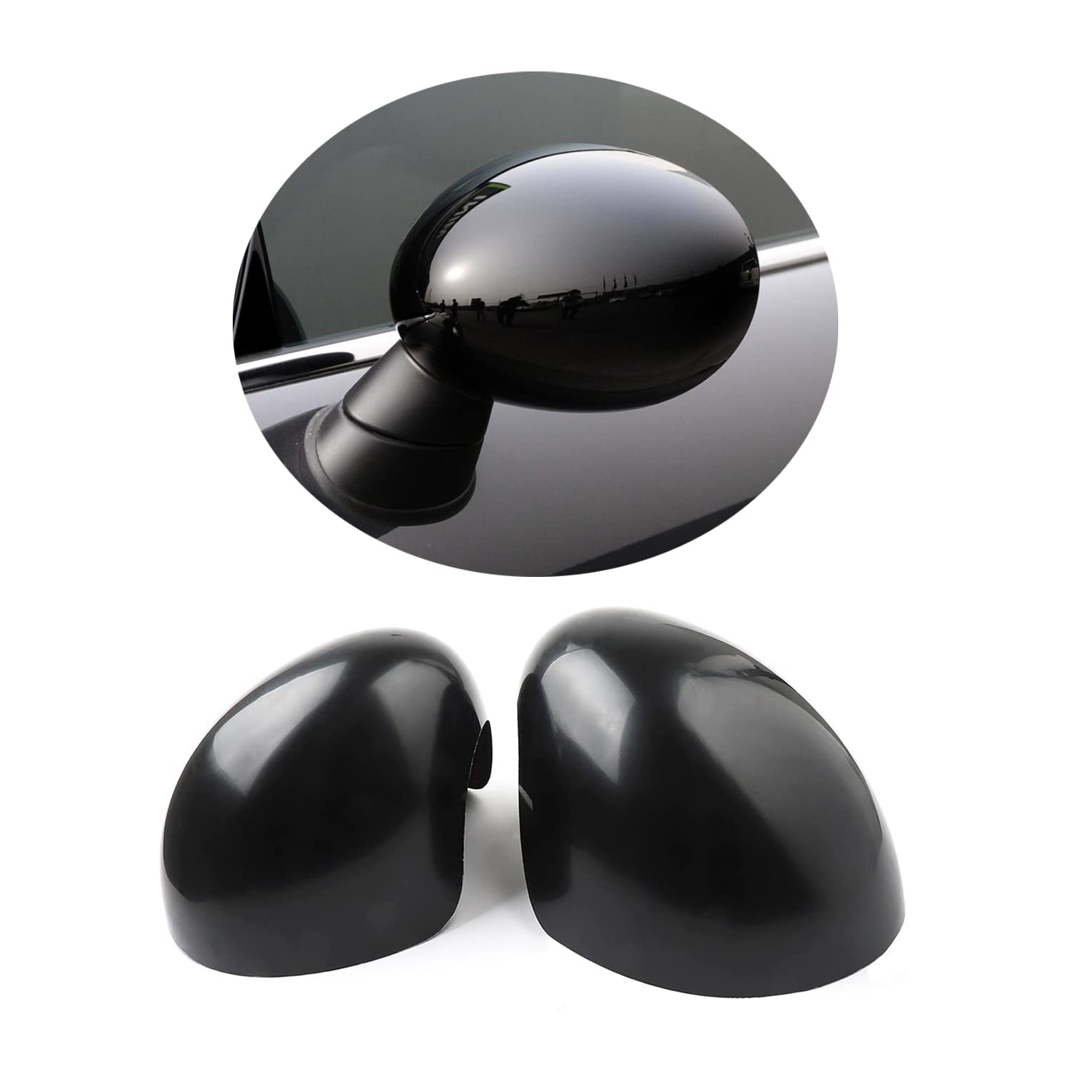 MINI R55-R61 Glänzend Schwarz Spiegelkappen, Autotür Seitenspiegelabdeckungen Für Mini Cooper One/S/JCW Serie R R55 R56 R57 R58 R59 R60 R61(Schwarz glänzend, Elektrisches Falten Seitenspiegel) von uvcany