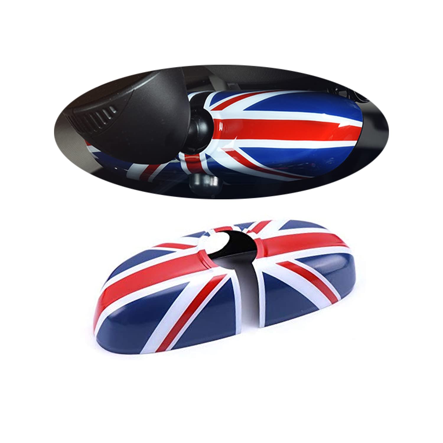 Rückspiegel Abdeckung, Innenspiegel-Abdeckung für MINI Cooper One/S/JCW F-Serie(Union Jack Blau, Ohne Blendschutz , F54 F55 F56 F57 F60 2014-2022) von uvcany