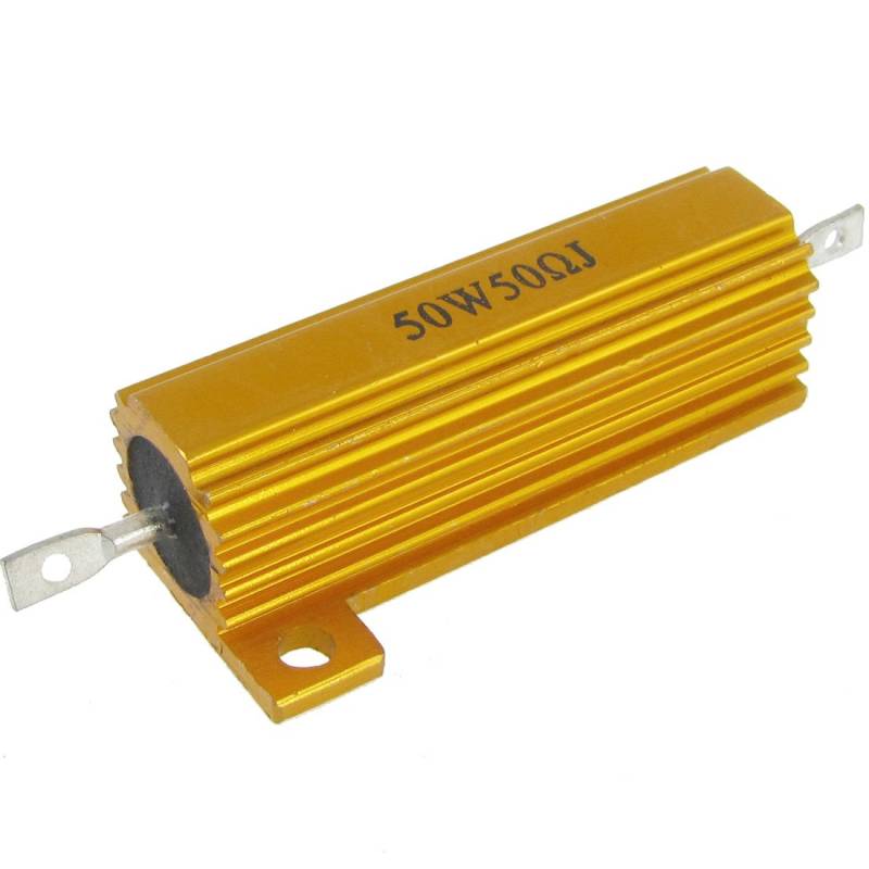 sourcing map 50W 50 Ohm 5% Golden Alu Gehäuse Lastwiderstand Widerstand Drahtwiderstand von uxcell